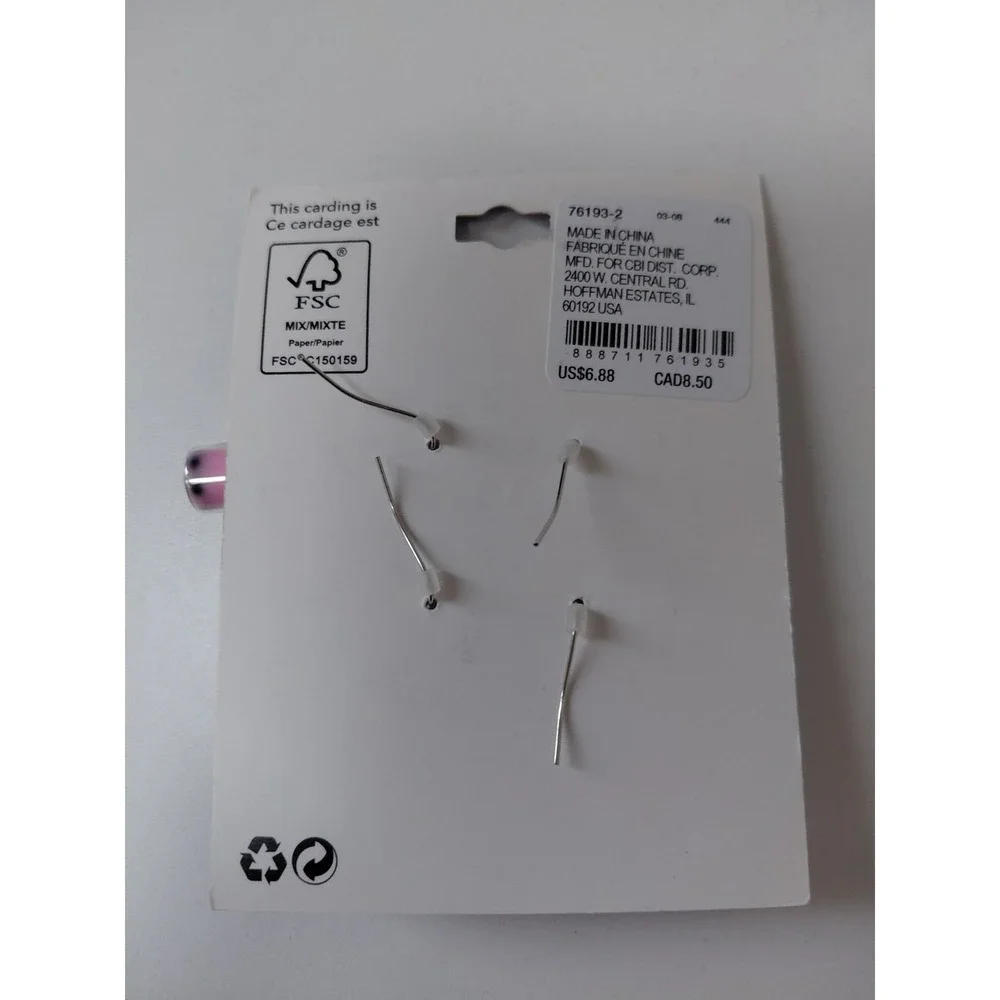 Claire's Girls 2 Pair‎ of Boba Tea Drop Earrings Pink & White SO CUTE!